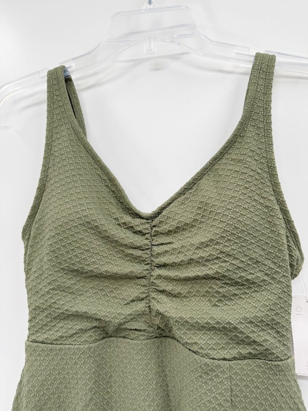 NEW Lands’ End V-Neck Textured Shirred One Piece Swimdress - Green - Size Small - Picture 5 of 10